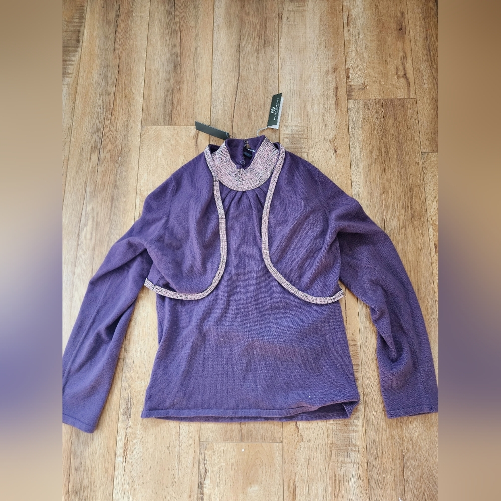 RARE $650 NWT Belinda Robertson SET Of 2 Halter Top + Cardigan 100% CASHMERE L
